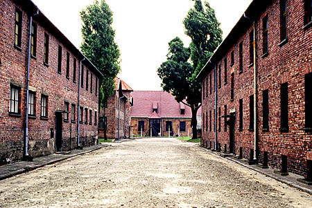 Reconstruction of former Polish army base which became concentration camp under Nazis, Auschwitz (Osweicim). Poland.