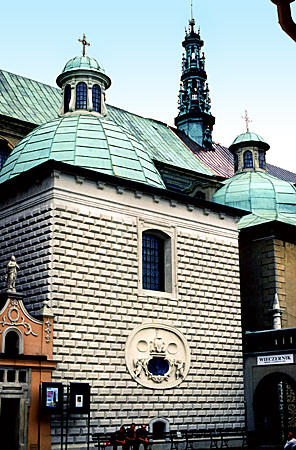 Detail of side of Basilica Jasna Gora in Czestochowa one of the most important in Poland.