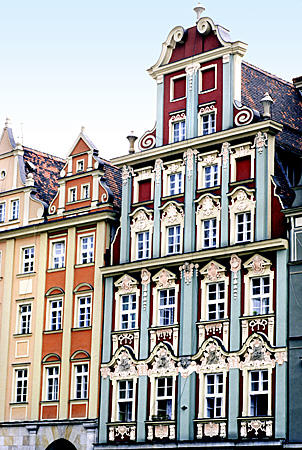 Gabled houses on Market Square in Wroclaw. Poland.