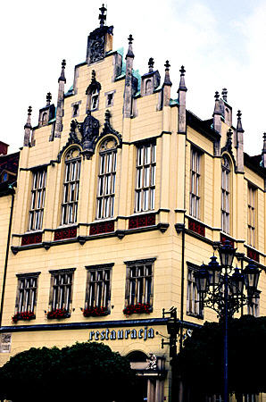 Building opposite Town Hall on Market Square in Wroclaw. Poland.