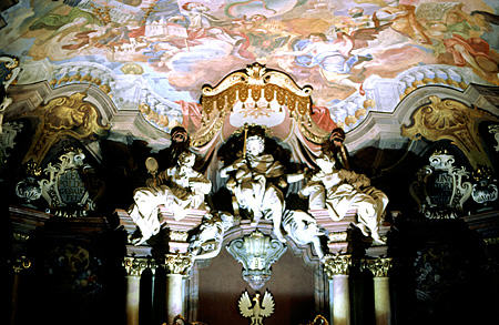 Aula Leopoldna (1724-41) Baroque interior at University of Wroclaw. Poland.