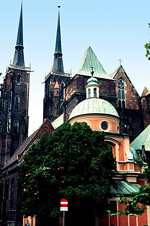 Rear view of Cathedral of St John the Baptist, Wroclaw. Poland.