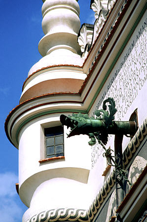 Detail of bronze gargoyle downspout on Poznan City Hall. Poland.
