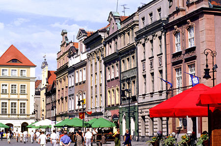 Buildings facing City Hall on Stary Rynek Square in Poznan. Poland.