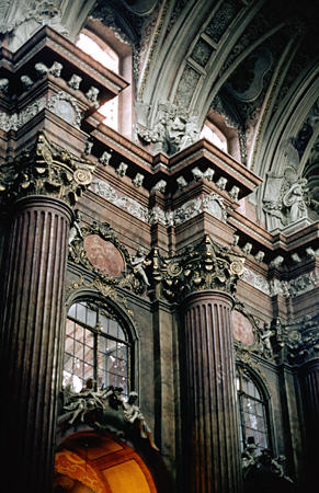 Baroque interior of St Stanislaw, parish church of the city of Poznan. Poland.