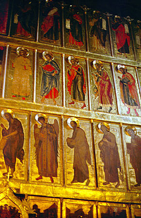 Iconostasis in Rozhdestvensky Cathedral in Suzdal. Russia.