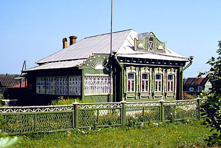 Green house on road to Vladimir. Russia.