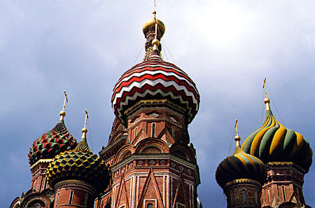 Colorful onion domes of St Basil's in Moscow. Russia.
