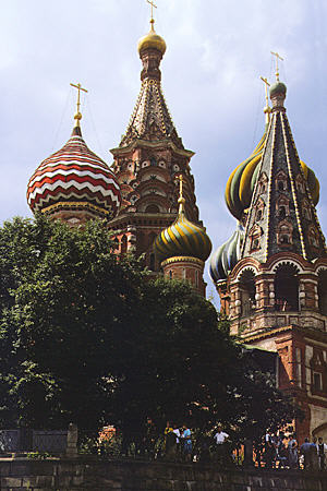 Towers and domes of St Basil's in Moscow. Russia.