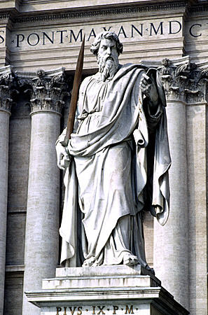 Pias IX in front of St Peter's Church facade, Vatican. Vatican City.