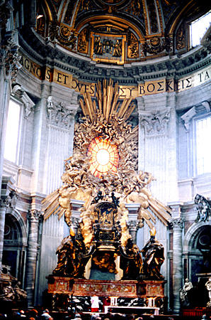 St. Peter's Chair by Bernini (1666) under the dome of the Vatican. Vatican City.