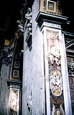 Interior detail of columns in St Peter's Church, Vatican City.