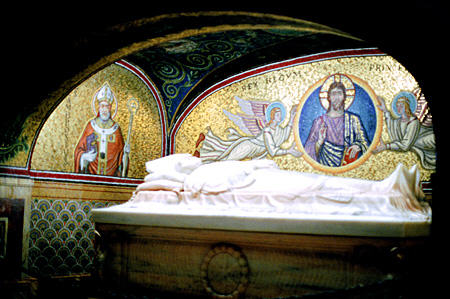 Papal tomb in crypt below Basilica of St Peter's, Vatican City.