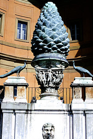 The Cortile della Pigna outside the Vatican Museums in Rome. Vatican City.