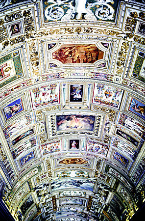 Vatican Museum gallery of maps in Rome. Vatican City.