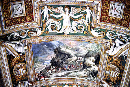 Detail of ceiling in map room of Vatican Museum. Vatican City.