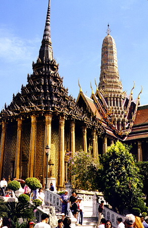 Phra Mondhob in front of Prasart Phra Debidorn at the Grand Palace, Bangkok. Thailand.