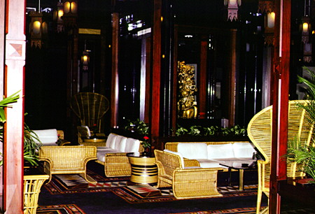 Teak interior of luxury hotel in Chiang Mai. Thailand.