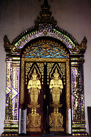 Ornate entrance to Wat Chiang Man in Chiang Mai. Thailand.