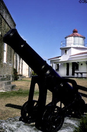 Cannon at Fort King George in Scarborough on island of Tobago. Trinidad and Tobago.