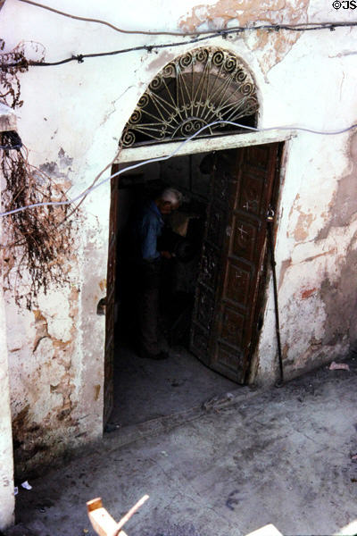 Door to workshop in Medina. Tunis, Tunisia.