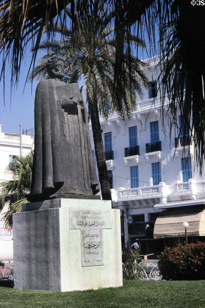 Statue of Ibn Khaldun (1332-1406) on Ave. Habib Bourguiba. Tunis, Tunisia.