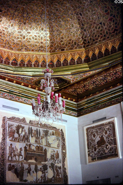 Palace ceiling housing Bardo Museum know for its collection of Roman-era tile floors (2nd-4thC). Tunis, Tunisia.