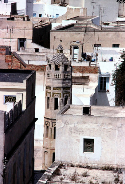 Zaouia Zakkar octagonal stone minaret (17thC) on rue el Aghalba. Sousse, Tunisia.