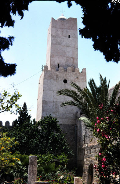 Kasbah Tower (853) now houses Khalaf al-Fata lighthouse. Sousse, Tunisia.