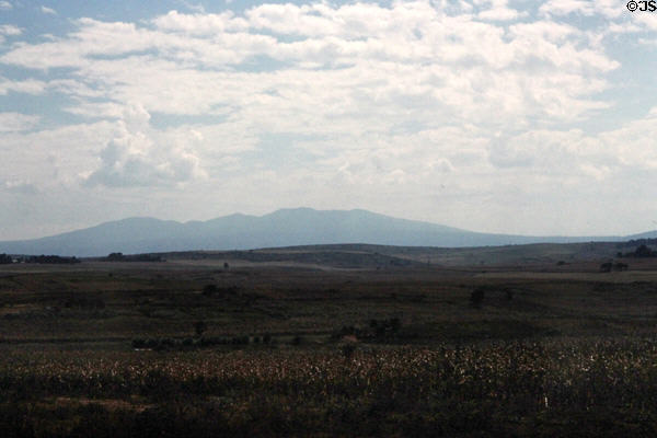Ngorongoro Crater in distance seen from road from Lake Manyara. Tanzania.