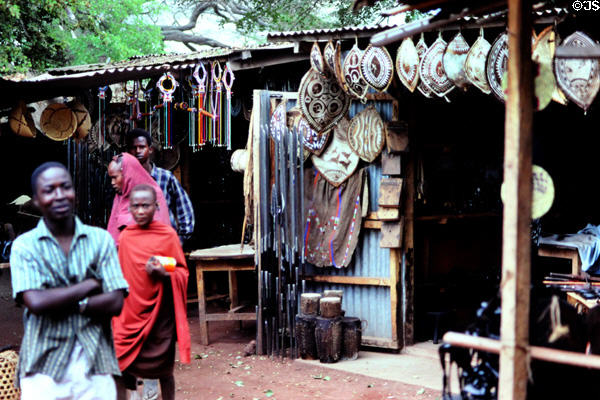 Souvenir shops in Mto Wa Mbu. Tanzania.
