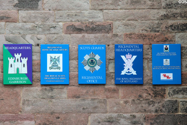 Regimental signs at Edinburgh Castle. Edinburgh, Scotland.