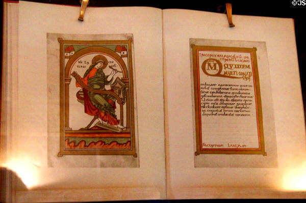 St Margaret's gospel book at St Margaret's Chapel. Edinburgh, Scotland.