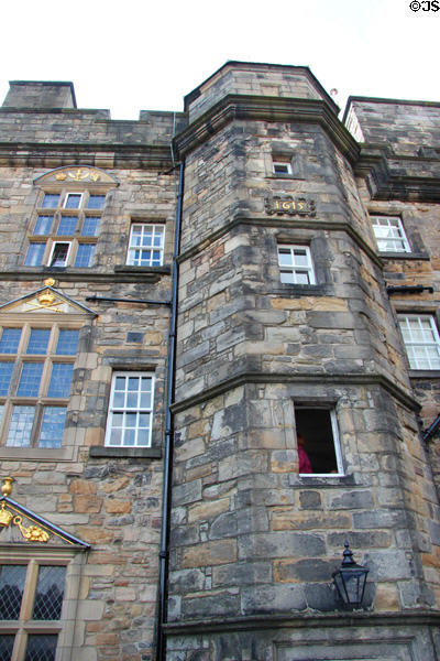 Tower of stairs in building housing the Scottish crown jewels & royal apartments on grounds of Edinburgh Castle. Edinburgh, Scotland.