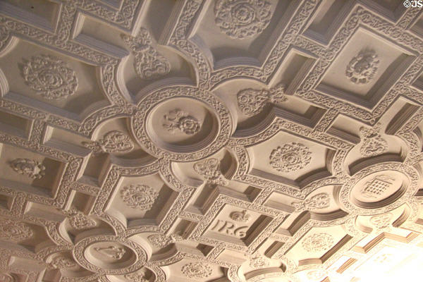 Antechamber ceiling at royal apartments at Edinburgh Castle. Edinburgh, Scotland.