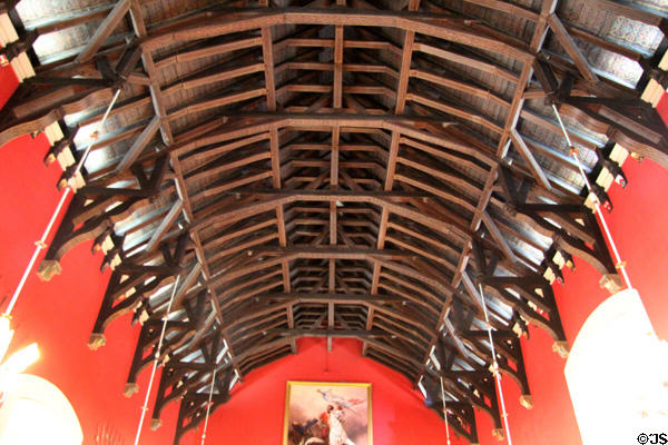 Hammerbeam roof timbers of Great Hall at Edinburgh Castle. Edinburgh, Scotland.