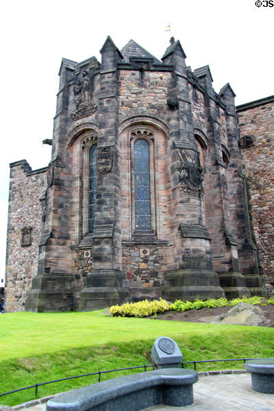 Exterior of memorial chapel at Scottish National War Memorial. Edinburgh, Scotland.