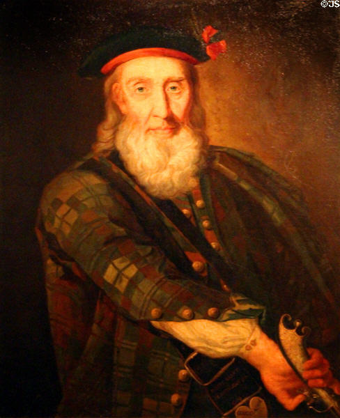 Robert Grant of Lurg, recruiter of highlanders for British army at age 97 portrait (1769) at National War Museum of Scotland. Edinburgh, Scotland.