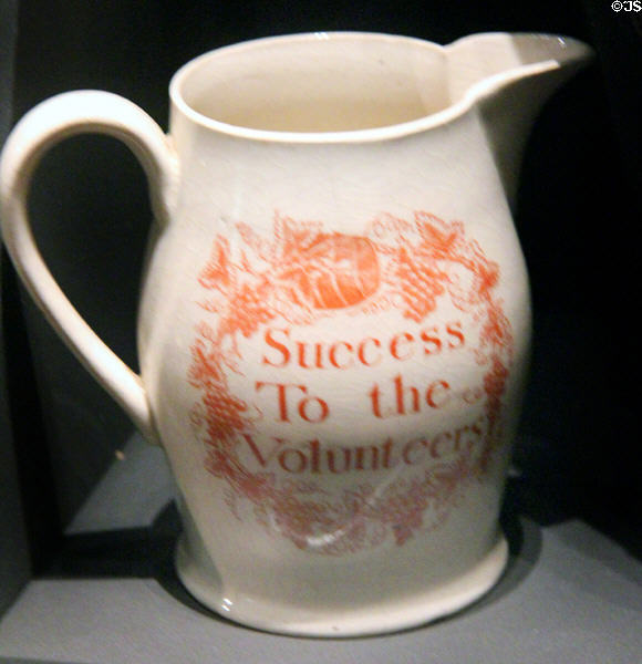 Success to volunteer troops ceramic jug (1803) at National War Museum of Scotland. Edinburgh, Scotland.