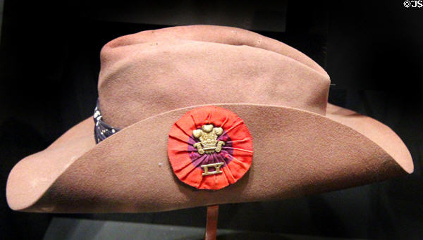 Slouch hat of Ayrshire & Lanarkshire Imperial Yeomanry during Boer War at National War Museum of Scotland. Edinburgh, Scotland.