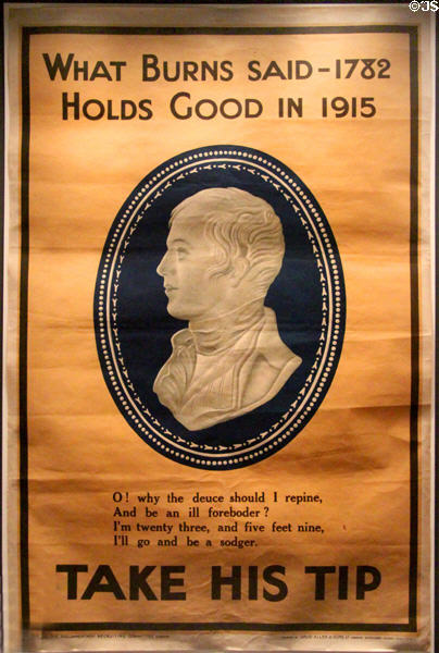 Scottish recruiting poster showing Robert Burns (1915) at National War Museum of Scotland. Edinburgh, Scotland.