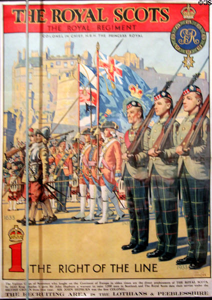 Recruiting poster for Royal Scots Regiment (1933) at National War Museum of Scotland. Edinburgh, Scotland.