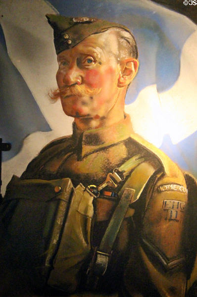 Lance Corporal Robertson of 11th City of Edinburgh Battalion Home Guard portrait (1943) by Eric Kennington at National War Museum of Scotland. Edinburgh, Scotland.