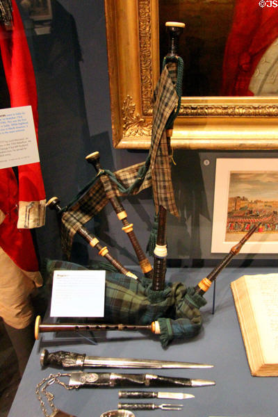 Bagpipes of 74th Highland Regiment (c1778) at National War Museum of Scotland. Edinburgh, Scotland.