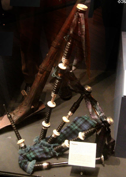 Bagpipes of Argyl & Sutherland Highlanders (c1938) at National War Museum of Scotland. Edinburgh, Scotland.