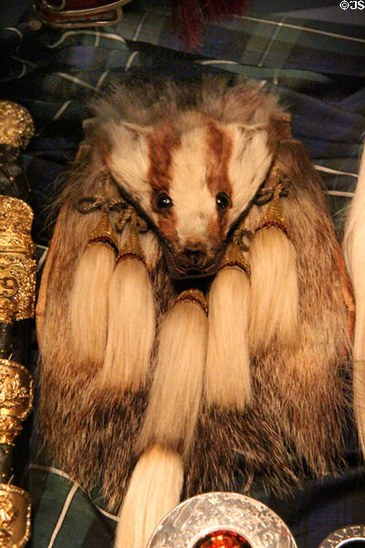 Sporran with badger head at National War Museum of Scotland. Edinburgh, Scotland.