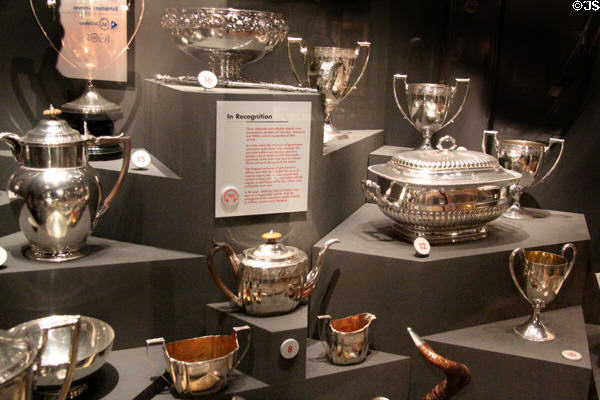 Collection of Scottish silver presented to various regiments at National War Museum of Scotland. Edinburgh, Scotland.