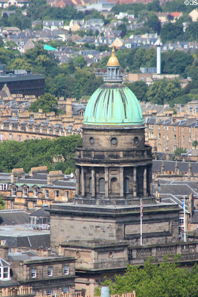 Dome of National Records of Scotland building (1814) (formerly St George's Church) surrounded by Georgian buildings. Edinburgh, Scotland. Architect: Robert Reid.