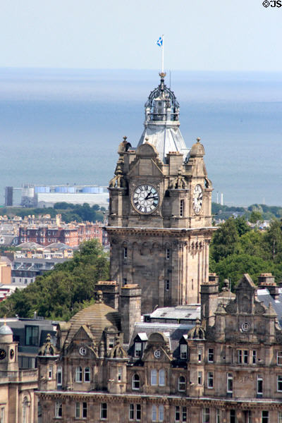 Tower of Balmoral Hotel (formerly North British Hotel, NB) (1902) (1 Princes St.). Edinburgh, Scotland. Architect: William Hamilton Beattie.