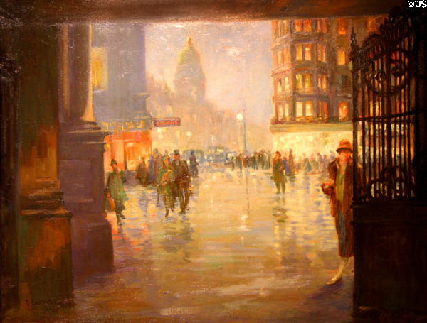 Maule's Corner after Rain, Edinburgh painting (1925) by Robert Easton Stuart at Edinburgh City Art Centre. Edinburgh, Scotland.